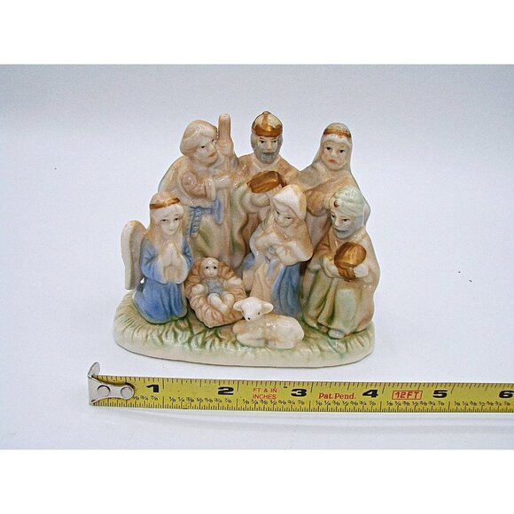 Porcelain Nativity Scene Figurine Holiday Christmas Religious Decor 4x4.5” - Picture 10 of 11